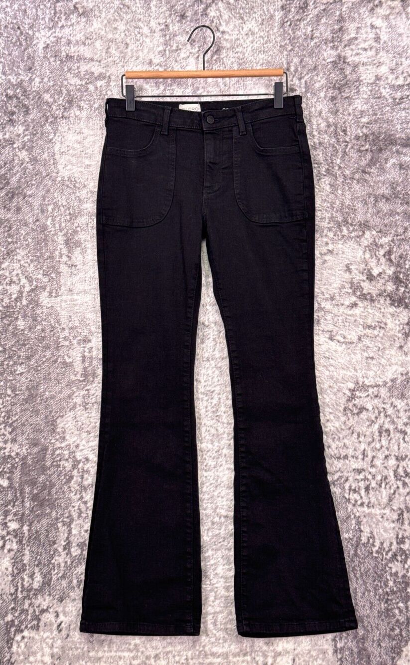 Anthropologie Jeans 28 Womens Pilcro Mid Rise Flare Leg Black Wash Denim